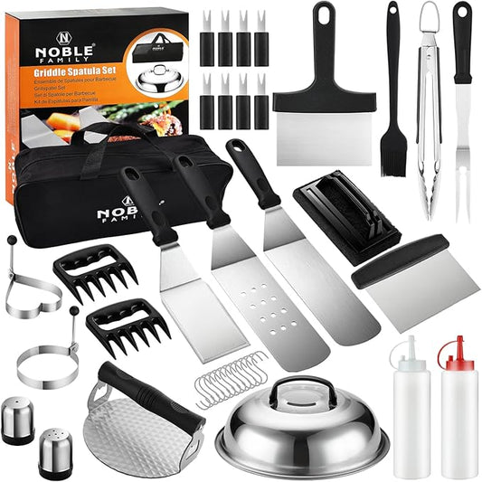 38PCS Flat Top Grill Accessories Set - Must Have for Your Outdoor with Professional Griddle Spatula, Cleaning Kit, Grill Basting Cover - Ideal Griddle Gift for Men Women-PurrikoPets