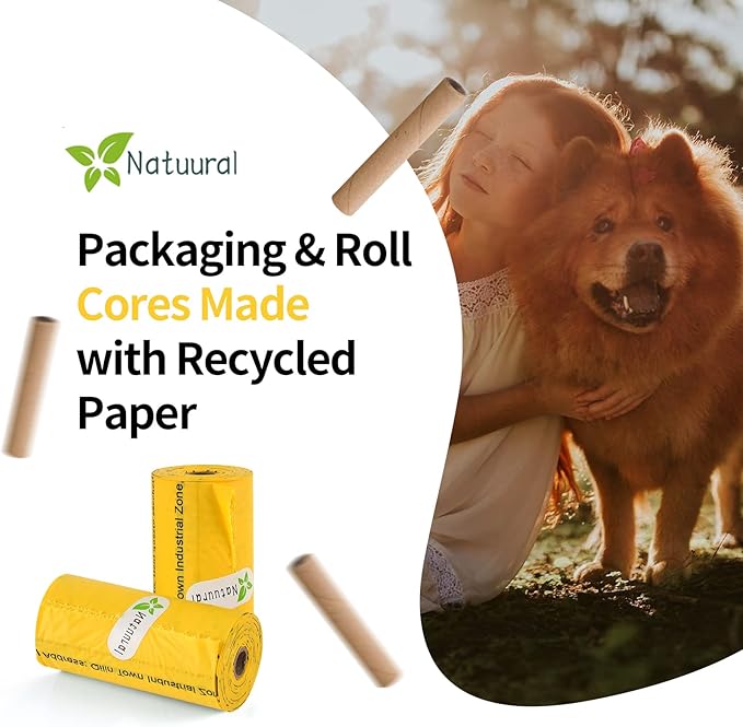 Dog Poop Bags Rolls-600 Counts, 40Rolls, Biodegradable Poop Bags Made of Cornstarch, 100% Leak Proof and Easy to Open (Yellow)-PurrikoPets