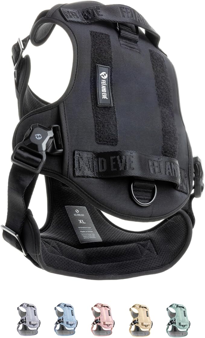 2025 New Edition, Fei & Eve MagEase Dog Harness - 3-Second Magnetic Buckles | 3-Point No-Pull Control | Heavy-Duty 900D Nylon | Dual Safety Handles | Breathable Mesh | Adjustable Fit | Medium,Black-PurrikoPets