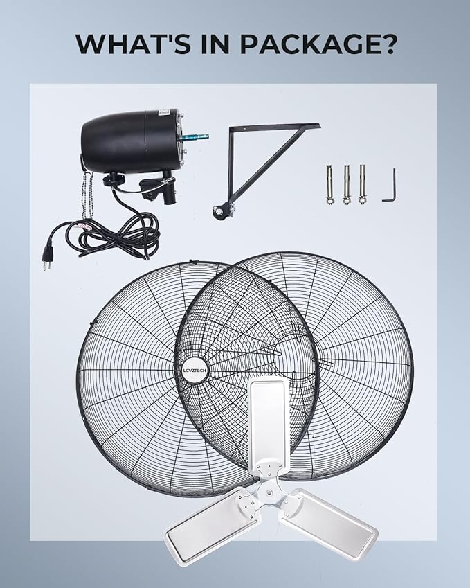 30 inch Wall Mount Fan Oscillating, 3-Speed 8850 CFM High Velocity Industrial Wall Mounted Fan, Heavy Duty Air Circulator for Garage, Shop, Gym, Workshop, Covered Patio - UL Listed-PurrikoPets