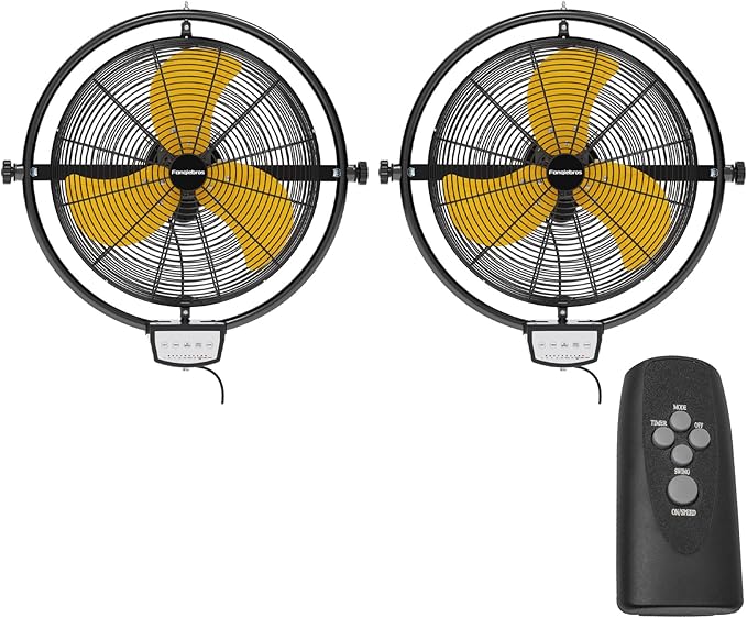 2 PCS 20 IN 5500 CFM Remote Control Wall Mount Fan, 3 Speed High Velocity Wall Fan with Timer, Air Circulator for Garage, Commercial, Greenhouse, Warehouse & Gazebo Use, UL Listed-PurrikoPets
