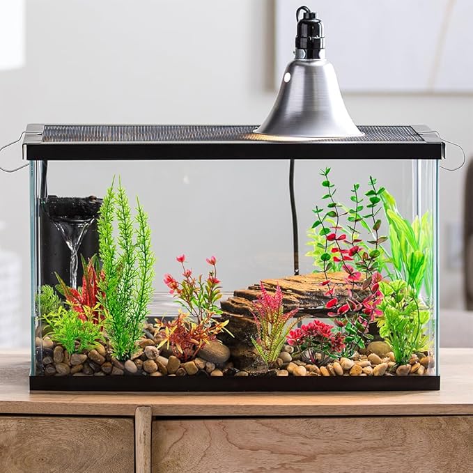 18-Piece Artificial Aquarium Plants Decorations – Large Set with Red & Green Foliage, Fish Tank Decor for Betta, Goldfish, Freshwater & Saltwater Tanks, Weighted Bases-PurrikoPets