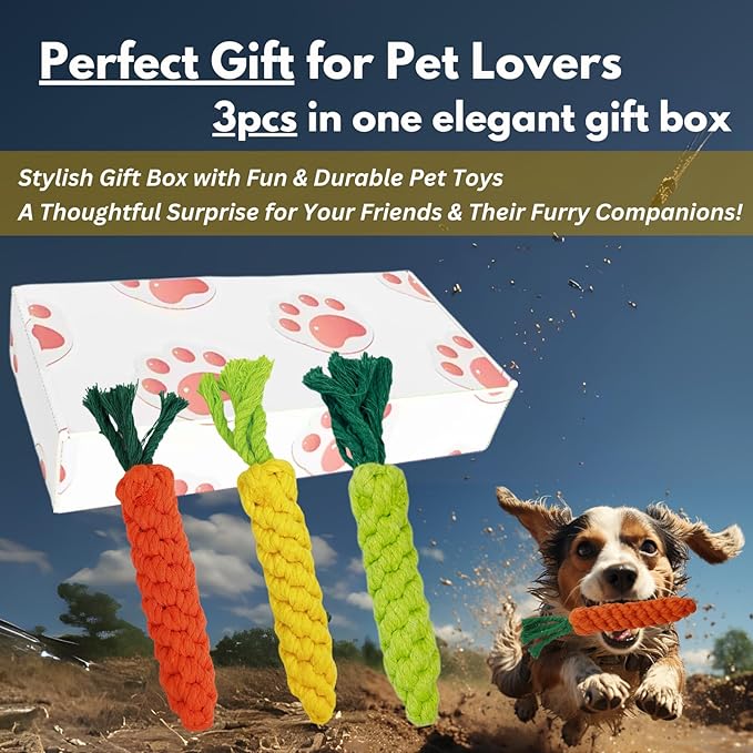 3PCS Mixed Color Woven Pet Rope Toys (Yellow, Green, Orange), Chew Toys for Dogs & Cats, Safe & Durable Braided Rope Toys for Pets-PurrikoPets