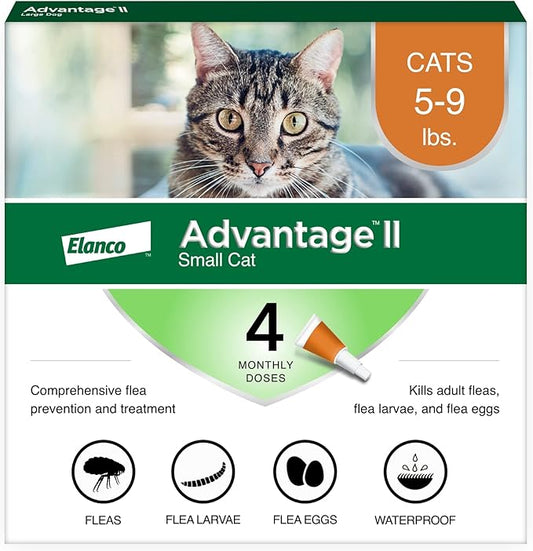 Advantage II Small Cat Vet-Recommended Flea Treatment & Prevention | Cats 5-9 lbs. | 4-Month Supply-PurrikoPets