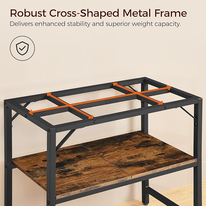 40-50 Gallon Fish Tank Stand, Aquarium Stand with 2-Tier Storage Shelves, Heavy Duty Breeder Turtle Terrarium Stand Rack for Home Office, 36.2" L x 18.9" W x 24.4" H, Rustic Brown FTHR4001-PurrikoPets