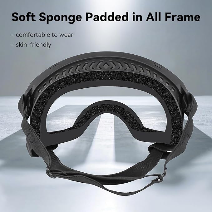 Dog Sunglasses UV Protection Clear Dog Goggles Windproof Glasses with Elastic Straps for Medium-Large Breed, Black Frame + Clear Lens-PurrikoPets