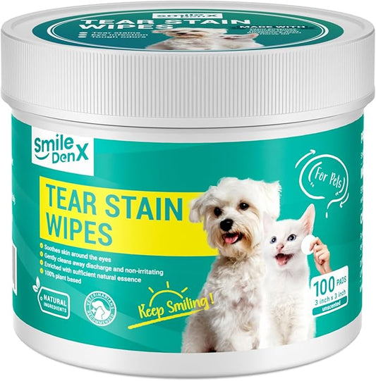 Dog Eye Wipes, Gentle Eye Wipes for Dogs & Cats, Pet Eye Cleaner Wash Removes Discharge, Crust, Debris, and Gunk (100, Unscent)-PurrikoPets