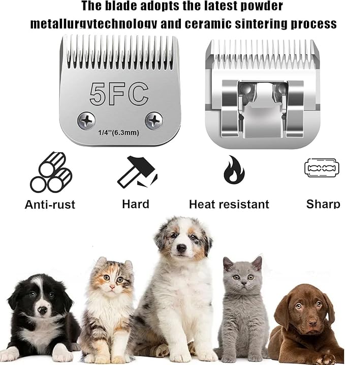 10 Blades for Dog Grooming Blades Compatible with Andis,Oster A5,Wahl km10 Dog Clippers,Size-#10, 1/16-Inch Cut Length (4PCS-#3FC+4FC+5FC+7FC)-PurrikoPets