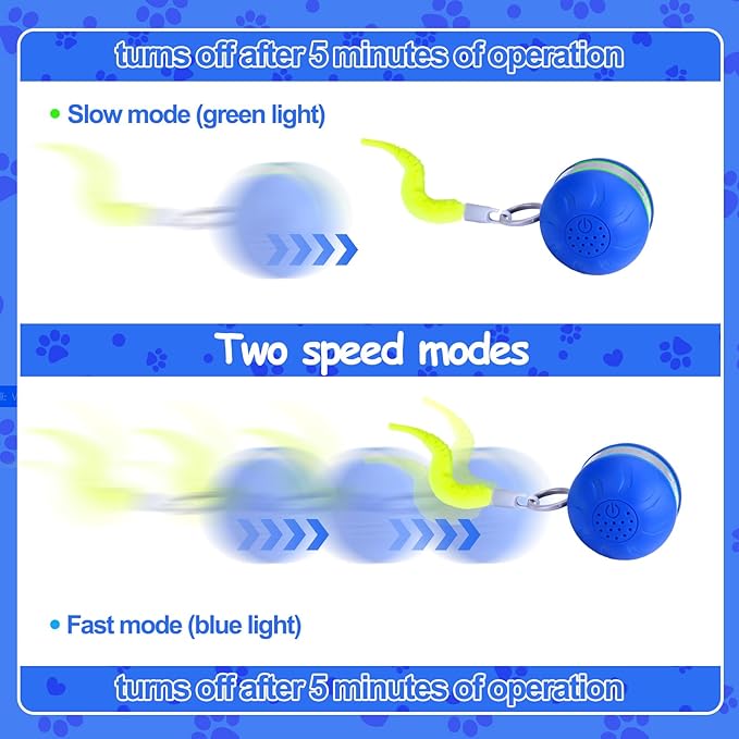 AIERSA Interactive Cat Toys for Indoor Adult Cats, Automatic Self-Play Cat Ball Toy for Kitten to Keep Them Busy, Electric Moving Chase Toy (Blue)-PurrikoPets