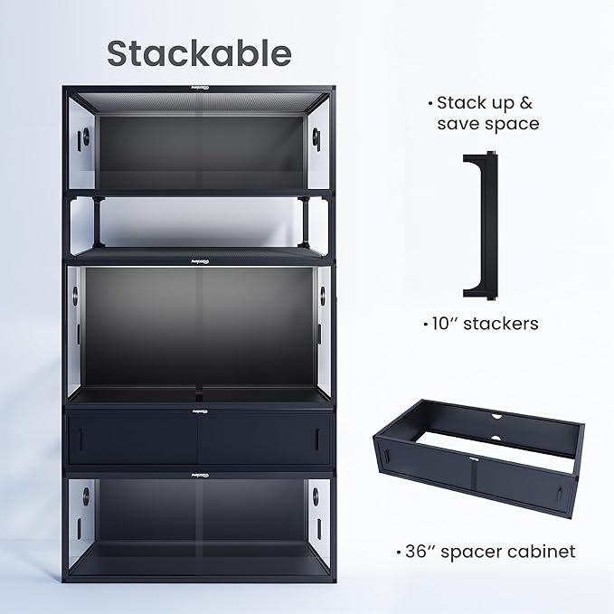 50 Gallon Bearded Dragon Tank, Reptile Enclosure for Easy Maintenance, Front Opening Reptile Tank with Top Screen Ventilation & Glass Sliding Door 36''x18''x18''-PurrikoPets
