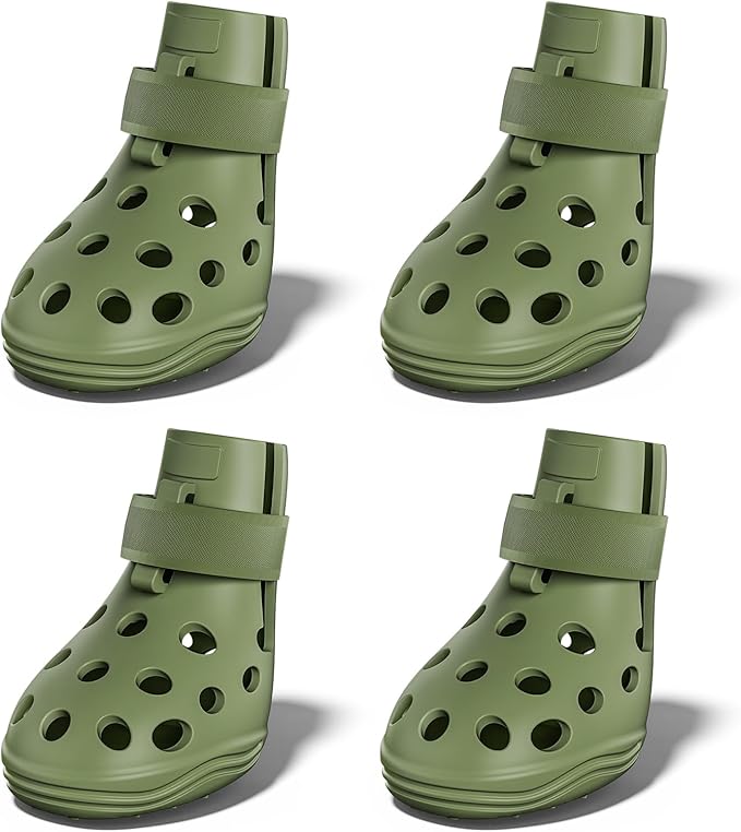 Dog Shoes for Hot Pavement, Breathable Dog Boots Paw Protectors with Adjustable Straps & Non-Slip Sole, Easy On & Off, Waterproof, Easy-Cleaning Silicone Outdoor Dog Booties for Beach and Snow-PurrikoPets