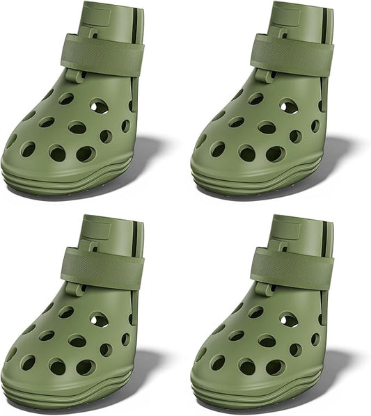 Dog Shoes for Hot Pavement, Breathable Dog Boots Paw Protectors with Adjustable Straps & Non-Slip Sole, Easy On & Off, Waterproof, Easy-Cleaning Silicone Outdoor Dog Booties for Beach and Snow-PurrikoPets