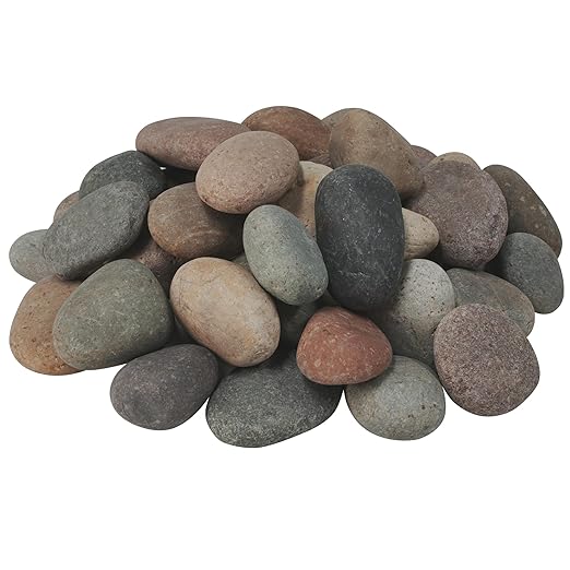 40lbs Large River Rocks for Landscaping, 3-4 Inch Natural Unpolished Bulk Pebbles, Hand-Picked Premium Stones for Garden Design Fish Tank, Flower Pots, Pathways and Backyard, Mixed Color-PurrikoPets