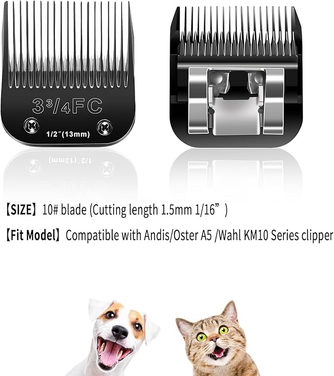 3FC Blades Dog Grooming Blades Compatible with Andis/Oster A5/Wahl KM-10 Series Dog Clippers,Detachable Clipper Replacement Blade,Black (3FC/3PCS)-PurrikoPets