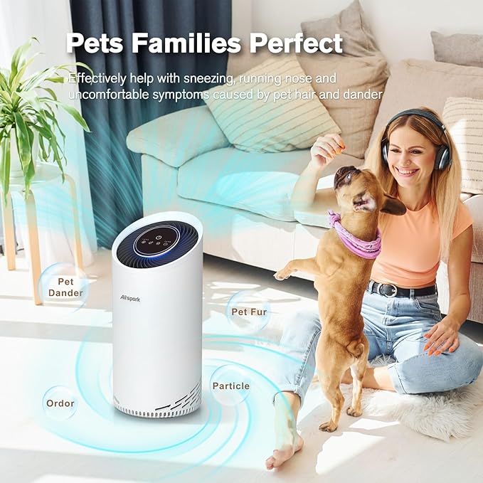 Air Purifiers for Home Large Room Up to 1375 ft², 4-in-1 True HEPA Air Purifier for Pets Hair Dander Pollen Smoke Cooking Pet Smell. CADR 187 m³/h, Air Cleaner for Bedroom Nursery Living Room-PurrikoPets