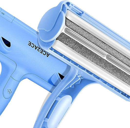 ACE2ACE Pet Hair Removal Tool, Lint Roller Brush for Cats and Dogs, Reusable Self Clean Pet Fur Remover, Pet Hair Remover for Laundry, Carpet, Furniture, Couch, Sofa and Bedding (Blue)-PurrikoPets