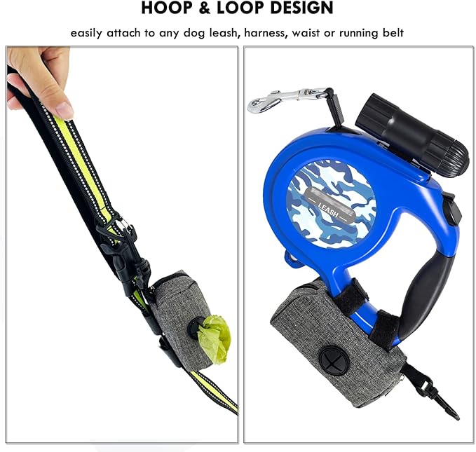 (2 Pack) Dog Poop Bag Holder for Leash,Doggie Waste Bag Dispenser Small Doggy Poop Bag Zipper Pouch with Carabiner Clip, Leash Attachment Holder for Pet Puppy Poop Bags-PurrikoPets