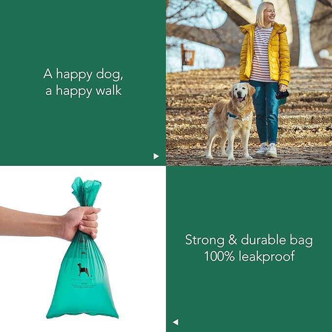 Extended Dog Poop Bags with Dispenser, 1000 Count, Pre-Separated, Lavender Scent, Eco-friendly Material, Extra Thick, 100% Leakproof, 8"x 15.6", Green-PurrikoPets
