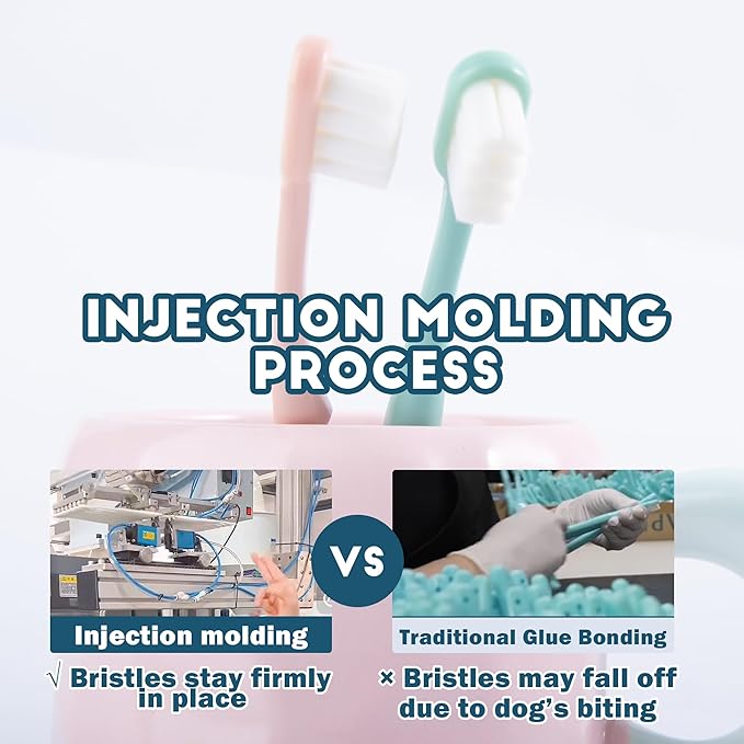 Dog Toothbrush Kit 2 Pack, Ultra Soft Pet Tooth Brush for Medium to Large Dogs & Cats, Animal Teeth Brushing Kit for Easy Dental Cleaning, 2 Pcs, Green-PurrikoPets