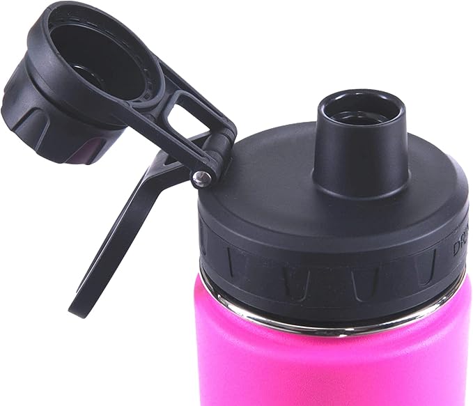 DRINCO Stainless Steel Water Bottle Spout Lid Vacuum Insulated Double Wall Water Bottle Wide Mouth (40oz 32oz 22oz 18oz 14oz) Leak Proof Keep Cold Sport Camping Hiking (22 oz, 22oz Island Pink)-PurrikoPets