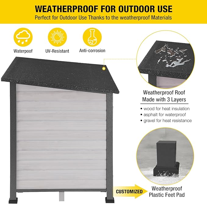 Aivituvin Large Dog House Outdoor Indoor Weatherproof Dog House for Small & Medium & Large Dogs with Unique All-Around Iron Frame＆Raised Feet（White）-PurrikoPets