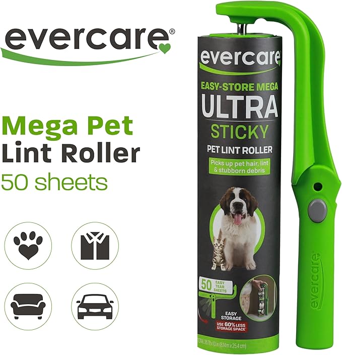 Evercare Easy-Store Mega 50 Layer Handheld Pet Lint Roller-PurrikoPets