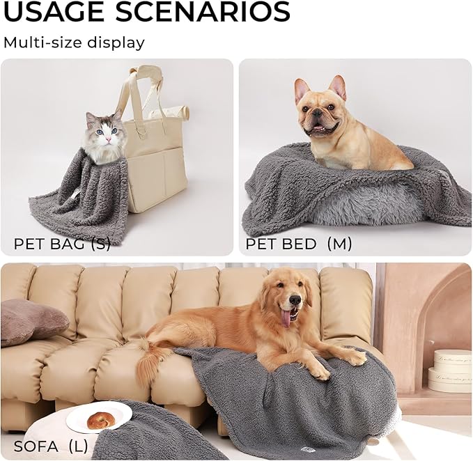 1 Pack 3 Calming Blankets Fluffy Premium Fleece Pet Blanket Soft Sherpa Throw for Dog Puppy Cat Grey Small (23" x16'')-PurrikoPets