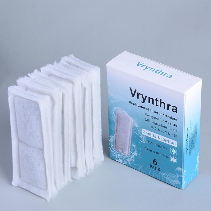 6 Pack of Aquarium Filters for Fish Tank Compatible with Marina Slim S10&S15&20 Replacement Filter Cartridge Activated Carbon bio-Zeolite Fish Tank Cotton Cartridge-PurrikoPets