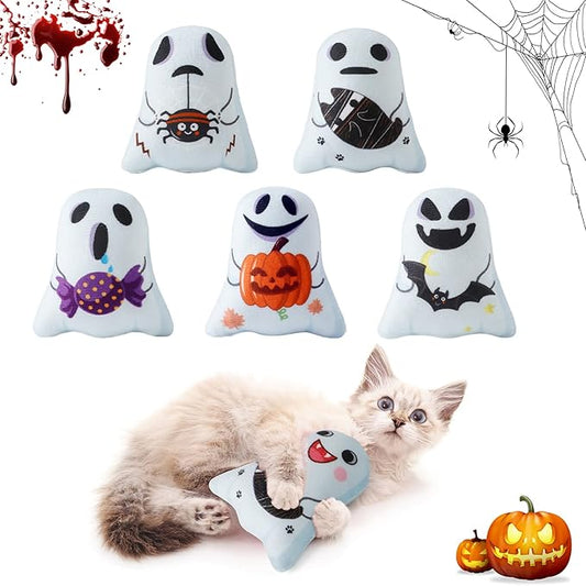 Dorakitten Catnip Toys Interactive Cat 5PCS Cats Chew Plush Ghost Toys & Pet Stuffed Nip Pillow & Kitten Best Kicker Toy Cute and Soft Teething Supplies for Moving Kitty Indoor-PurrikoPets