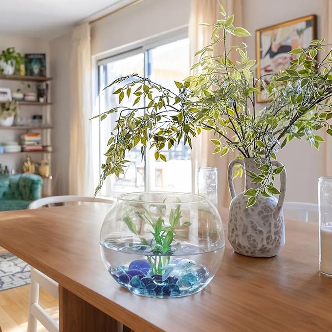 FUTUREPLUSX 0.97 pounds, Flat Glass Marbles, Blue Mixed Gemstone Vase Fillers Beads Decorative Glass Pebbles Floral Fish Tank Rocks for Vases Table Scatter Aquarium Decor-PurrikoPets