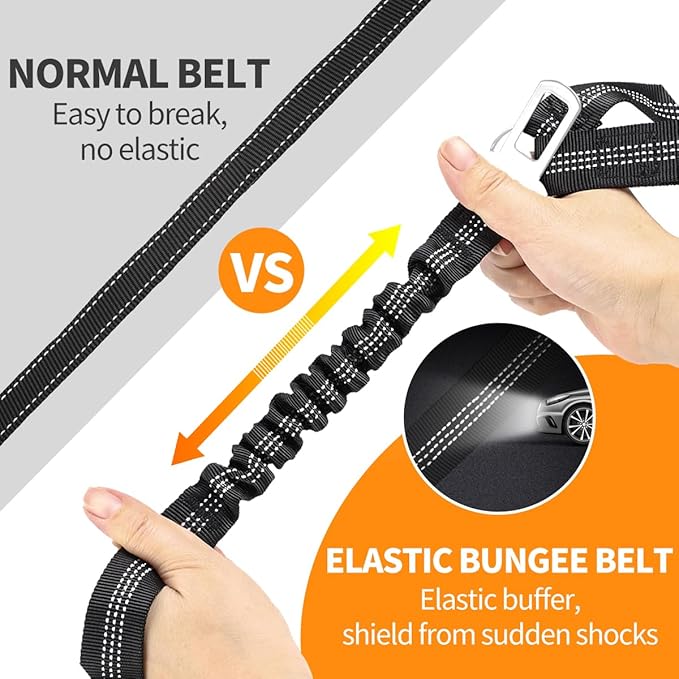 3 Piece Dog Car Seat Belt Set - Retractable Adjustable Pet Seatbelts for Vehicle Headrests - Heavy Duty, Elastic & Durable Car Harness for Dogs-PurrikoPets