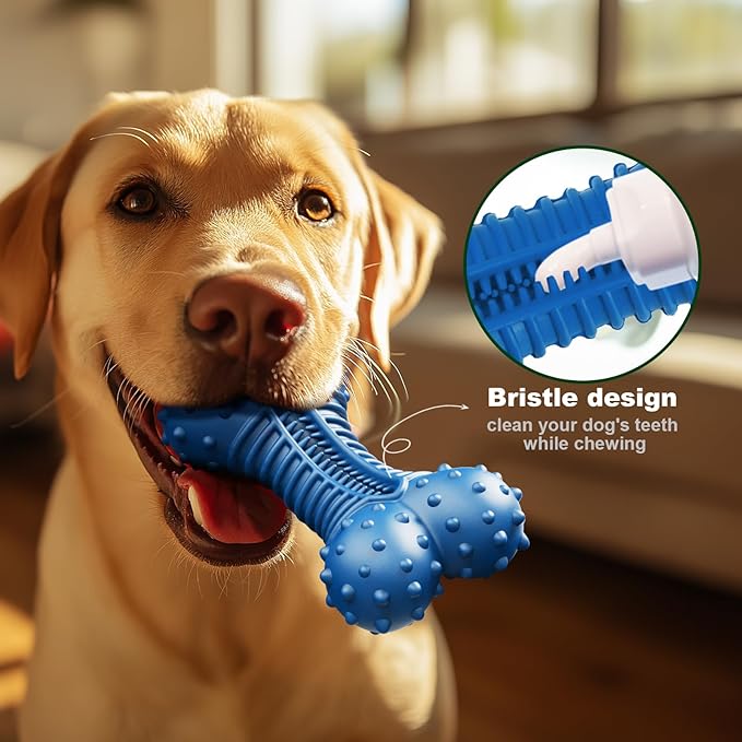 Dog Toys for Aggressive Chewers, Indestructible Chew Toys for Medium Large Dogs,Durable Rubber Dog Bones with Beef Flavor, Tough Dental Toy for Boredom Relief-PurrikoPets