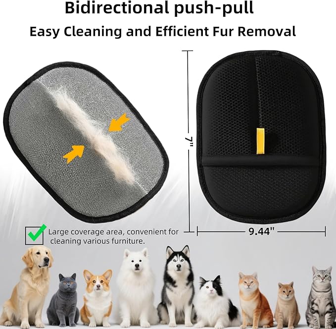 2Pcs Electrostatic Pet Hair Removal Gloves for Cats & Dogs,2025 New Upgraded Reusable Quick De-Shedding Grooming Gloves,Animal Fur Remover Tool for Couch,Carpet,Furniture, Car Seat,Clothing,Curtain-PurrikoPets