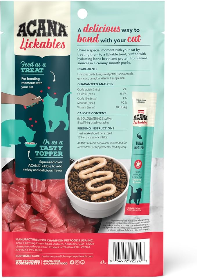 ACANA Lickables Cat Treats Tuna Recipe .5oz Tubes (5 Count)-PurrikoPets