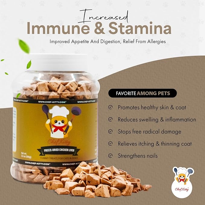 Freeze-Dried Chicken Liver Treats for Cats & Dogs – 100% Human Grade, Single Ingredient, High-Protein, Healthy Snack – No Additives or Preservatives – 3.1oz - Inspected & Tested in USA-PurrikoPets