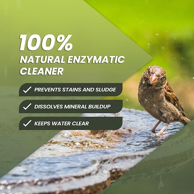 16oz Bird Bath Cleaner, Cleans 80 Gallons of Water, Ideal Fountain Cleaner Safe for Birds, Bird Bath Fountains Clarifier, Liquid Birdbath and Fountain Maintenance, Promotes Clean & Clear Water-PurrikoPets