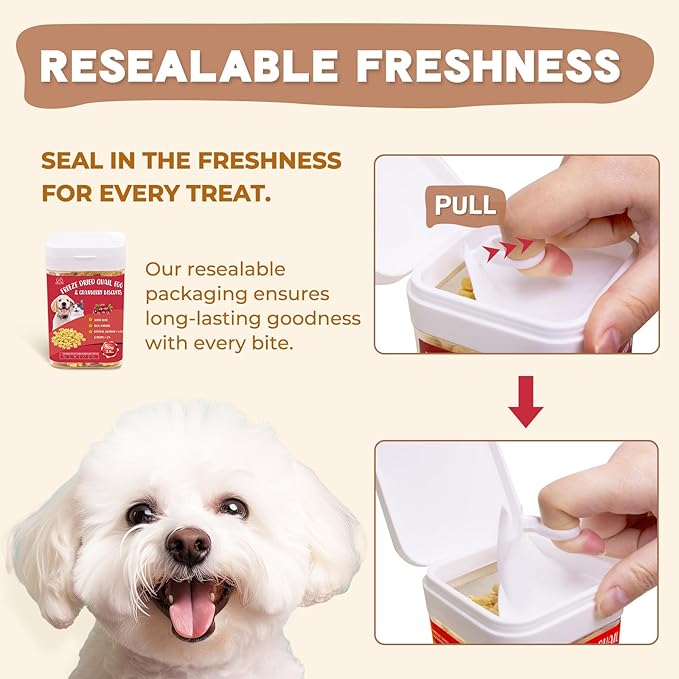 Freeze Dried Quail Egg Yolk & Cranberry Cube Cat & Dog Treats Biscuits, Dehydrated Healthy Tasty Snack for Training 2.5 Ounce-PurrikoPets