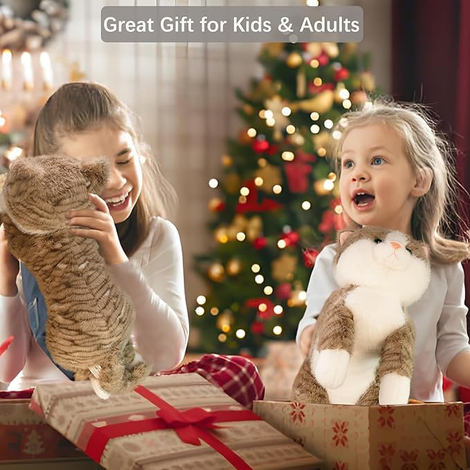 19 inch 3 lbs Cat Weighted Stuffed Animals, Realistic Weighted Cat Stuffed Animal, Sensory Comfort Plush Throw Pillow, Soft Kawaii Stuffed Kitty Plush Toy Gift for Adults Kids Youth-PurrikoPets