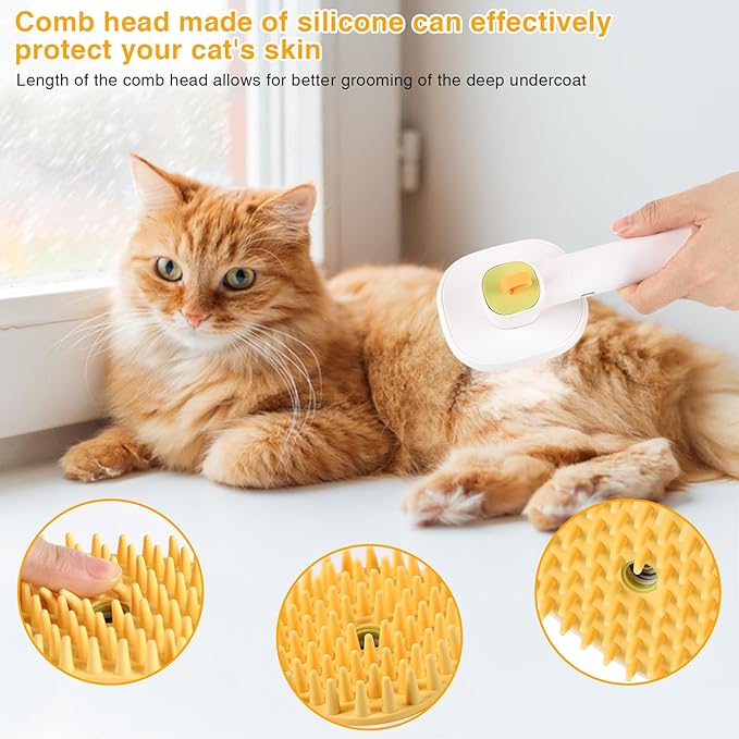 3-in-1 Cat & Dog Steam Brush – USB Rechargeable Spray Grooming Comb with Silicone Teeth – Anti-Static, Shedding Control & Massaging for All Hair Types Long/Short Hair Pets (Green)-PurrikoPets