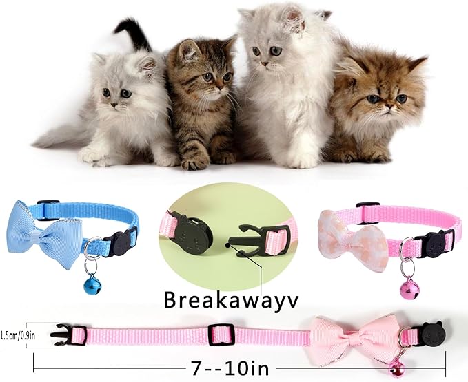 16 PCS Cute Cat Collar with Bells Kitten Collars for Girls Pink Cat Collar Breakaway Cat Collars for Girl Cats Small Kitten Collar with Bell Boy Pet Collar for Cats Kitten Supplies Flower Cat Collar-PurrikoPets