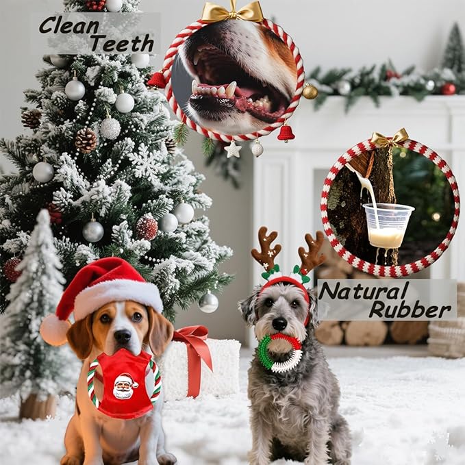 Dog Toys 15 Pack for Teeth Cleaning and Fun, Puppy Teething Chew Toys Tug Rope Squeaky Treat Balls & Rubber Tous Bulk– Variety Dog Gifts Set Reduce Anxiety & Save Furniture, Christmas-PurrikoPets