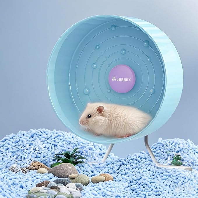 8.4" Silent Hamster Wheel, Non-Slip Track, Exercise, Release Stress, Relieve Anxiety, Adjustable Height Stand, for Syrian Dwarf Hamster, Gerbil, Mice, Other Small Medium Sized Pets, Blue-PurrikoPets