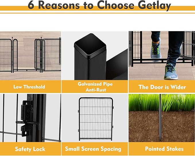 Garden Fencing 36 Inch High, 4 Panels Total 8.9 Ft(L) Dog Fencing Outdoor for Yard, 4 One-Sided Plate, No Door, Anti Dig Fence Barrier, Dog Pen, Rabbit Fence, Garden Fences and Borders-PurrikoPets