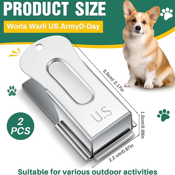 2 Pieces Brass Pet Training Clicker Signaling Cricket Clicker Metal Dog Clicker for Puppy Cats Trainer Pet Owners (Silver)-PurrikoPets