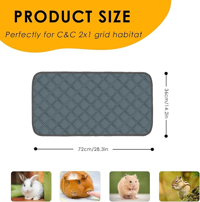 4 Pack Guinea Pig Cage Liners Washable Guinea Pig Bedding Reusable Waterproof Super Absorbent Guinea Pig Pee Pads Anti Slip Mat for Small Animals Rabbit Hamster Rat -28 x 14 Inch-PurrikoPets