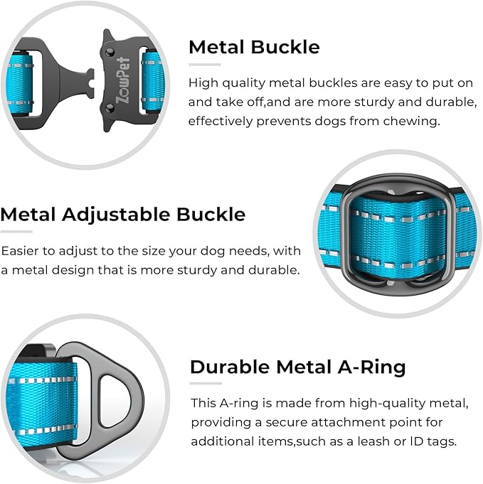 2025 Upgrade Airtag Dog Collar, Reflective Dog Collar with Airtag Holder, IP68 Waterproof| Metal Buckle| Ultra-Durable| Comfortable Padded, GPS Dog Collars for Medium Large Dogs (Blue,L)-PurrikoPets