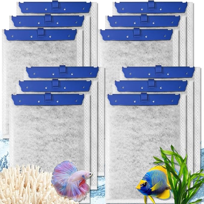 12 Pack Large Fish Tank Filter Cartridges Compatible with Tetra Whisper Bio-Bag Filters, Turtle Tank Filter Replacement for Whisper 20i, 40i / IQ20, 30, 45, 60 / PF20, 30, 40, 60 & ReptoFilter-PurrikoPets