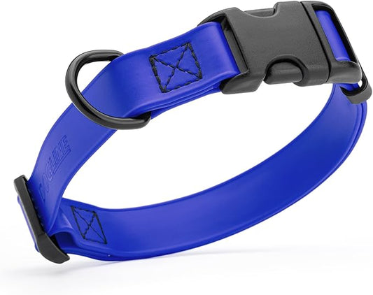 Dogline Biothane Waterproof Dog Collar with Quick Release Buckle Strong Coated Nylon Webbing with Odor- Proof for Easy Care Easy to Clean Fits Small Medium or Large Dogs, Royal Blue 3/4" W 12-19" L-PurrikoPets