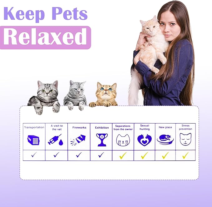 4 Pack Calming Collar for Cats - Long-Lasting Anxiety and Stress Relief, Relaxing Cat Collar,Adjustable Pheromones Collar for Cats，Natural Soothing 60 Days of Continuous Calming Move-PurrikoPets