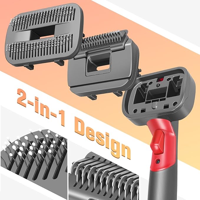 FUNTECK 2-in-1 Dog Hair Vacuum Brush for Grooming & Shedding Compatible with Dyson Gen5, V15, V12, V11, V10, V8, V7 – Removes Loose Hair, Dander, Undercoat & Tangles – Self-Cleaning Design-PurrikoPets